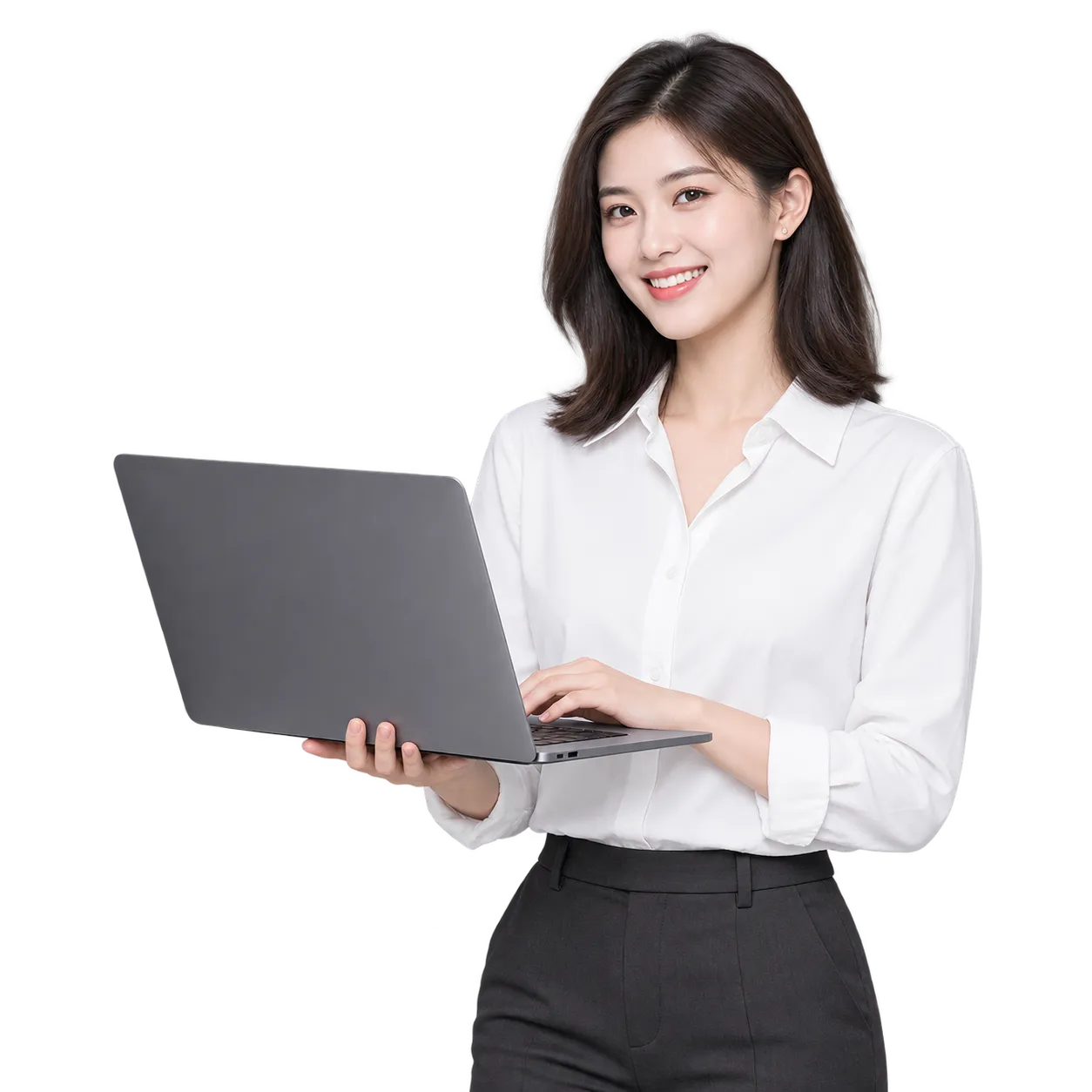 PHP Chinese Girl Holding Laptop PHP Chinese Girl Holding Laptop